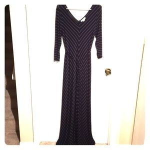 Motherhood maternity long black striped dress